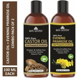 Bon Austin 100% Pure & Natural Castor Oil & Evening Primrose Hair Oil (Pack of 2)